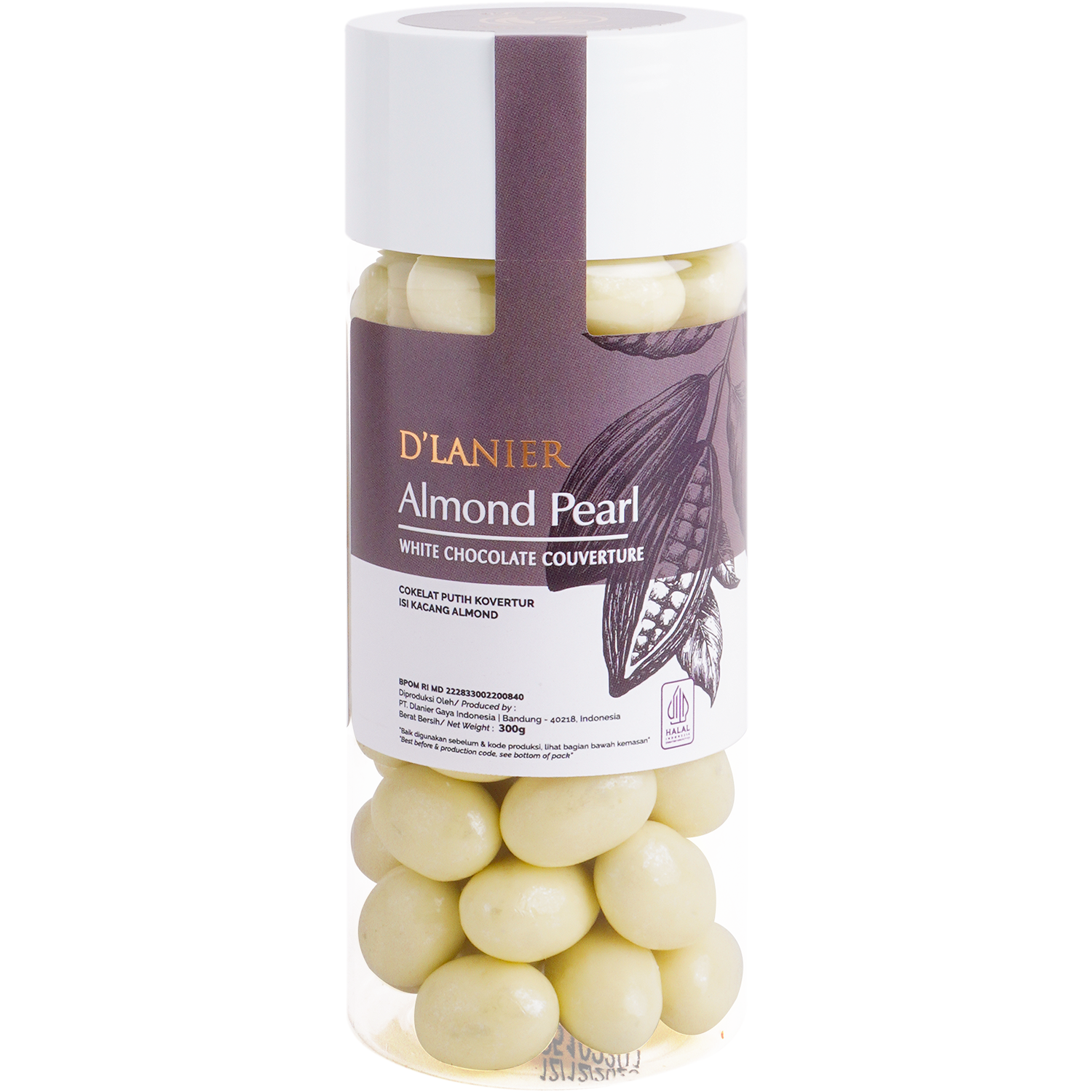 D'Lanier Almond Pearl with White Chocolate - 300 Gr (Large Jar)