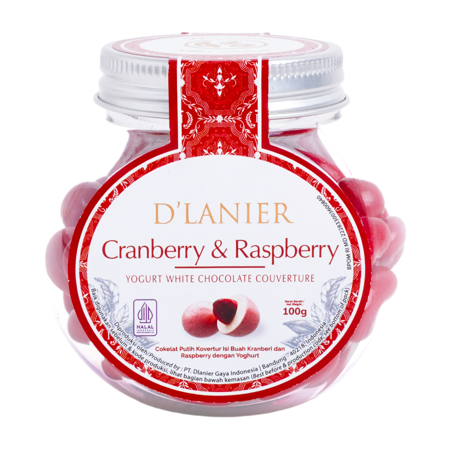 D'Lanier Cranberry & Raspberry with Yogurt Chocolate - 100 gr