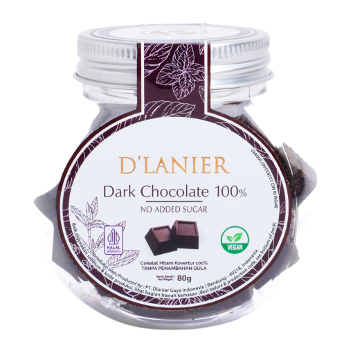 D'Lanier Dark Chocolate 100% Sugar Free - 80gr